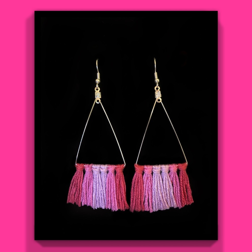 Pink Ombre Fringe Earrings